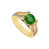 Image 1 : Emerald And Diamond Engagement Ring : 14K Yellow Gold - 1.00 CT TGW