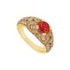 Image 1 : Ruby And Diamond Engagement Ring : 14K Yellow Gold - 1.00 CT TGW