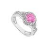 Pink Sapphire And Diamond Halo Engagement Ring : 14K White Gold - 1.40 CT TGW