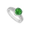 Emerald And Diamond Engagement Ring : 14K White Gold - 1.00 CT TGW