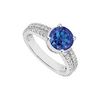 Sapphire And Diamond Engagement Ring : 14K White Gold - 1.00 CT TGW
