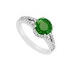 Emerald And Diamond Engagement Ring : 14K White Gold - 1.00 CT TGW