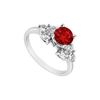Ruby And Diamond Engagement Ring : 14K White Gold - 0.75 CT TGW
