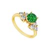 Emerald And Diamond Engagement Ring : 14K Yellow Gold - 0.75 CT TGW