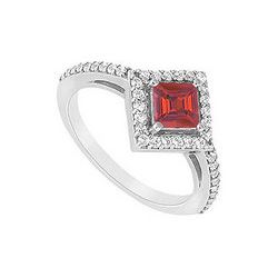 Ruby And Diamond Engagement Ring : 14K White Gold - 1.00 CT TGW