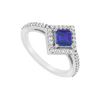 Sapphire And Diamond Engagement Ring : 14K White Gold - 1.00 CT TGW
