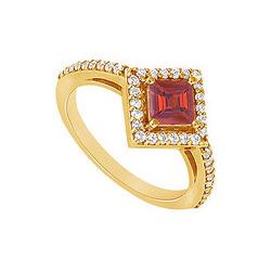 Ruby And Diamond Engagement Ring : 14K Yellow Gold - 1.00 CT TGW