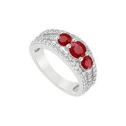 Ruby And Diamond Engagement Ring : 14K White Gold - 2.25 CT TGW