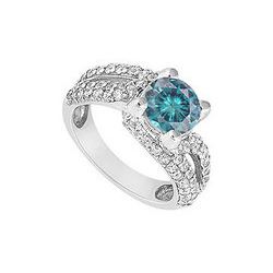 Blue Diamond Engagement Ring : 14K White Gold - 1.00 CT Diamonds