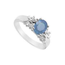 Sapphire And Diamond Ring : 14K White Gold - 1.75 CT TGW