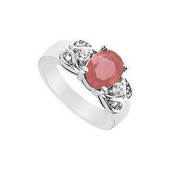 Ruby And Diamond Ring : 14K White Gold - 2.25 CT TGW