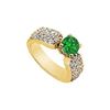 Image 1 : Emerald And Diamond Engagement Ring : 14K Yellow Gold - 2.00 CT Diamonds