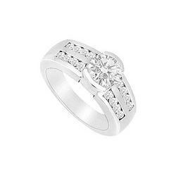 Diamond Engagement Ring : 14K White Gold - 0.75 CT Diamonds