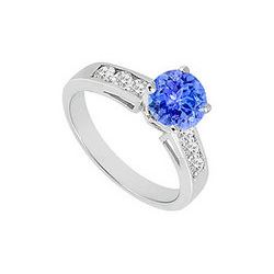 Tanzanite And Diamond Engagement Ring 14K White Gold  1.00 CT TGW