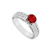 Image 1 : Ruby And Diamond Engagement Ring : 14K White Gold - 1.75 CT TGW