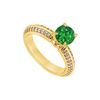 Image 1 : Emerald And Diamond Engagement Ring : 14K Yellow Gold - 1.00 CT TGW