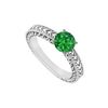 Image 1 : Emerald Ring : 14K White Gold - 0.50 CT TGW
