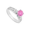 14K White Gold : Pink Sapphire And Diamond Engagement Ring 0.75 CT TGW
