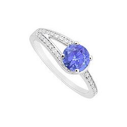 Tanzanite And Diamond Engagement Ring : 14K White Gold - 0.75 CT TGW