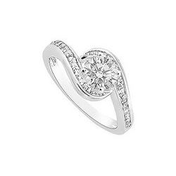 Diamond Engagement Ring : 14K White Gold - 0.75 CT Diamonds