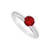 Image 1 : Ruby And Diamond Engagement Ring : 14K White Gold - 0.75 CT TGW