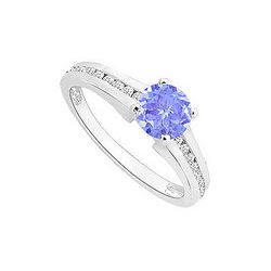 Tanzanite And Diamond Engagement Ring : 14K White Gold - 0.50 CT TGW