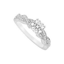 Diamond Engagement Ring : 14K White Gold - 0.75 CT Diamonds