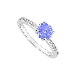 Tanzanite And Diamond Engagement Ring : 14K White Gold - 0.50 CT TGW