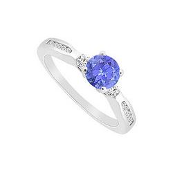 Tanzanite And Diamond Engagement Ring : 14K White Gold - 0.75 CT TGW