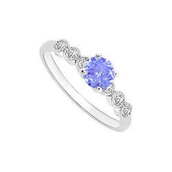 Tanzanite And Diamond Engagement Ring : 14K White Gold - 0.60 CT TGW