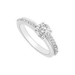 Diamond Engagement Ring : 14K White Gold - 0.50 CT Diamonds