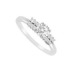 Diamond Engagement Ring : 14K White Gold - 0.75 CT Diamonds