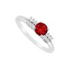 Image 1 : Ruby And Diamond Engagement Ring : 14K White Gold - 0.75 CT TGW
