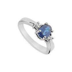 Sapphire And Diamond Ring : 14K White Gold - 1.10 CT TGW