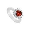 Garnet And Diamond Ring : 14K White Gold - 1.50 CT TGW