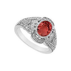 Ruby And Diamond Ring : 14K White Gold - 1.50 CT TGW