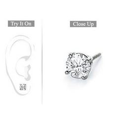 Mens 18K White Gold : Round Diamond Stud Earring – 1.00 CT. TW.