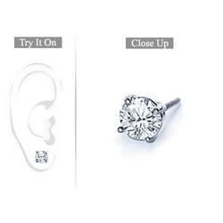 Mens Platinum : Round Diamond Stud Earring – 1.00 CT. TW.