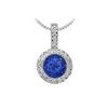Sapphire And Diamond Circle Pendant : 14K White Gold - 1.25 CT TGW