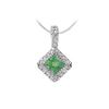 Emerald And Diamond Pendant : 14K White Gold - 0.75 CT TGW