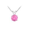 14K White Gold Prong Set Natural Pink Sapphire Solitaire Pendant 0.75 CT TGW