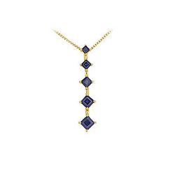 Sapphire Journey Pendant : 14K Yellow Gold - 1.50 CT TGW