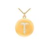 Image 1 : Diamond Initial T Disc Pendant : 14K Yellow Gold - 0.20 CT Diamonds