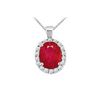 Image 1 : Ruby And Diamond Pendant : 14K White Gold - 3.50 CT TGW