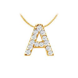 Classic A Initial Diamond Pendant : 14K Yellow Gold - 0.15 CT Diamonds