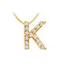 Image 1 : Classic K Initial Diamond Pendant : 14K Yellow Gold - 0.15 CT Diamonds