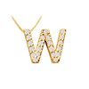 Image 1 : Classic W Initial Diamond Pendant : 14K Yellow Gold - 0.25 CT Diamonds