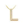 Image 1 : Classic L Initial Diamond Pendant : 14K Yellow Gold - 0.25 CT Diamonds