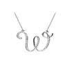 Image 1 : Cubic Zirconia Letter W Script Initial Pendant : .925 Sterling Silver - 0.15 CT TGW