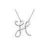 Image 1 : Diamond Letter H Script Initial Pendant : 14K White Gold - 0.15 CT Diamonds